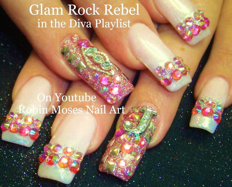 Nail Art Tutorial | DIY Glam Diva Nails | HOT Pink Diamond Bling Nail Design