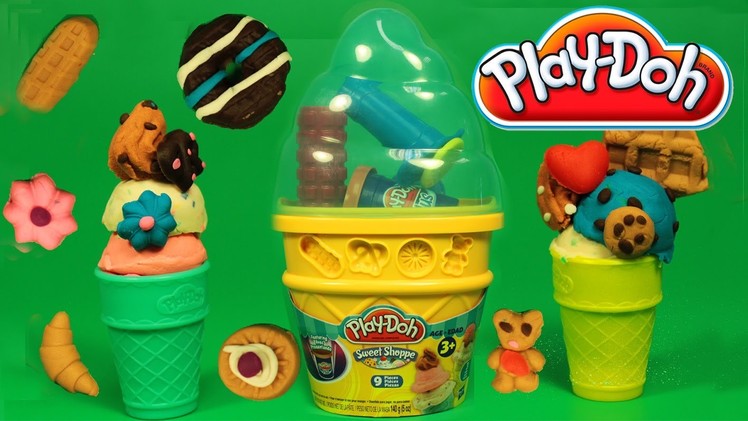 Play Doh Sweet Shoppe Ice Cream Cone Container Craft Kit How to make Playdough Ice Cream