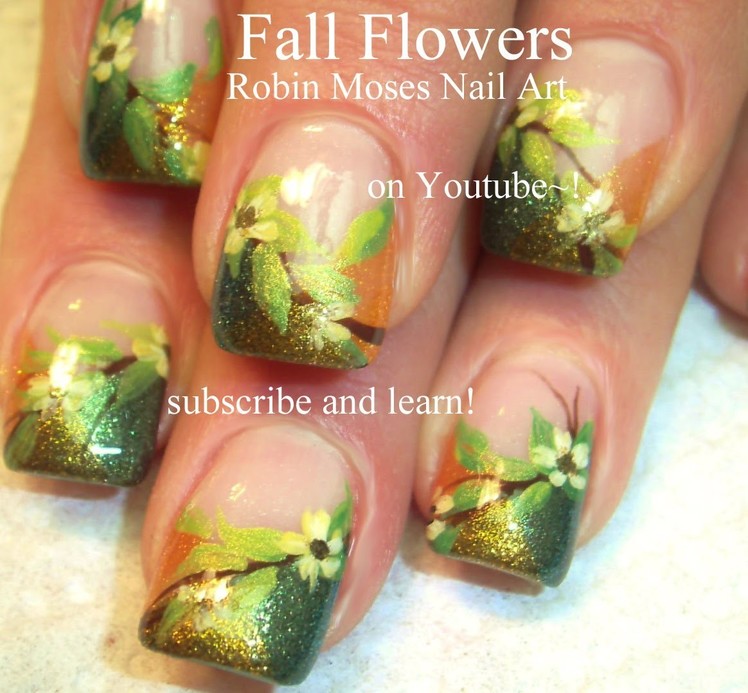 Thanksgiving Nail Art | DIY Shimmery Fall Flower Nails | Autumn design tutorial