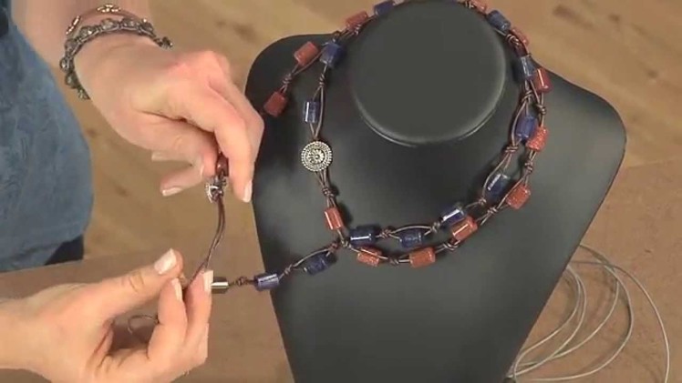 2102-3 Katie Hacker uses leather strips to create a necklace on Beads, Baubles & Jewels