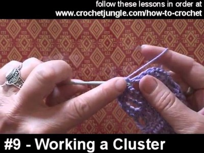 #9 How to work a cluster stitch in crochet tutorial LEFT HANDED
