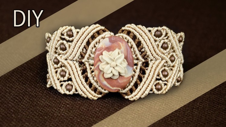 DIY Macramé Bracelet with Stone and Beads - Tutorial