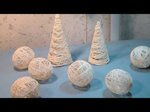 DIY String Ornaments {balls and trees}