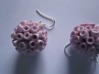 Handmade Jewelry - Paper Quilling Bead Globe Earrings (Vertical Beads) (Not Tutorial)