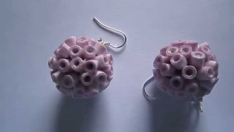 Handmade Jewelry - Paper Quilling Bead Globe Earrings (Vertical Beads) (Not Tutorial)