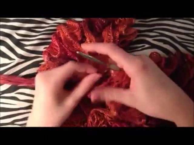 How To Crochet A Ruffle Scarf Using Sashay Yarn Tutorial  | Slow Motion Version