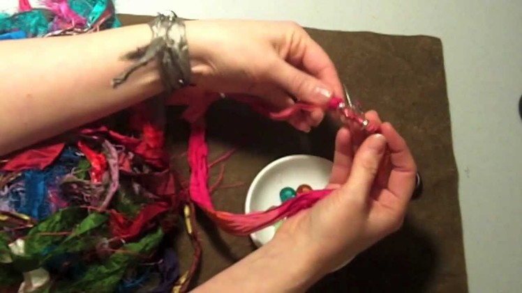 How to make a beaded silk wrap bracelet