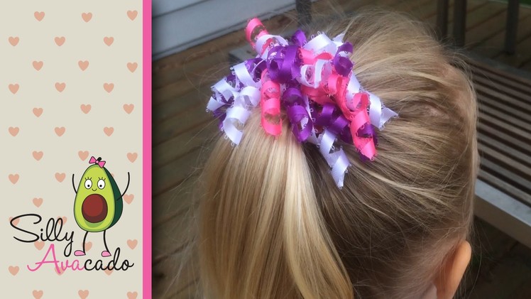 How to Make a Curly Ribbon Hair Bow! Easy DIY Girl Hair Bow Craft Tutorial! Add Hello Kitty ribbon!