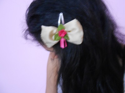 How To Make Flower Hair Clip At Home-DIY Bow Hair Floral Clip. Tutorial