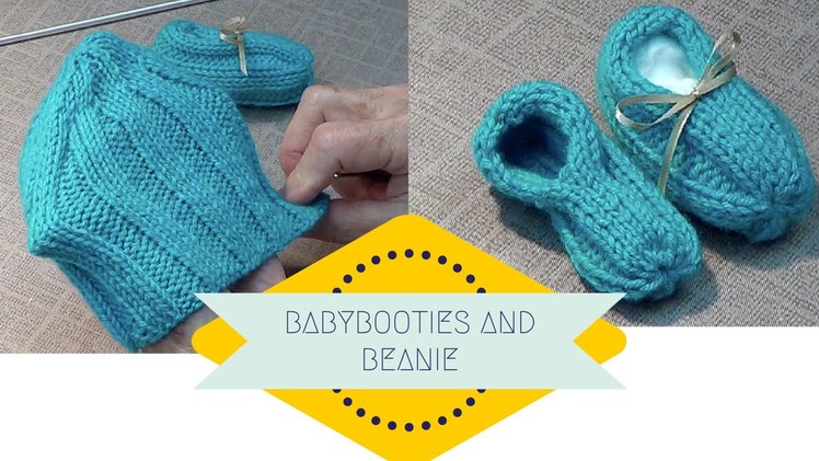Stretchy Baby Booties and Beanie