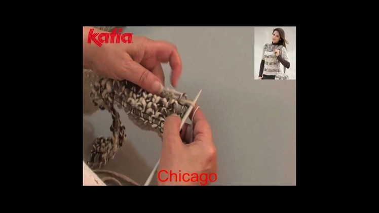 Chicago (Attaching strips by knitting.Aplicando tiras a media)