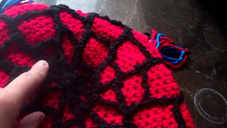 Crochet Spiderman Beanie with earflaps "Fresh Off the Hook".