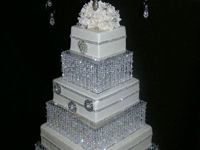 DIY crystal wedding cake stand. Cake stand chandelier.