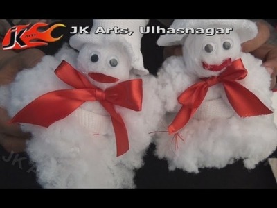 DIY How to make Christmas Snowman from a pair of Socks - JK Arts 027