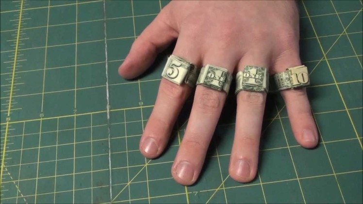 Easiest Way to Make Origami Dollar Rings - Ones, Fives and Tens Money Ring