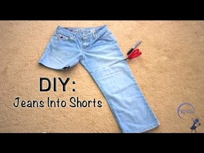How To: Cut Denim Jeans Into Shorts DIY Easy Cuffs and Cut Offs with White Threads