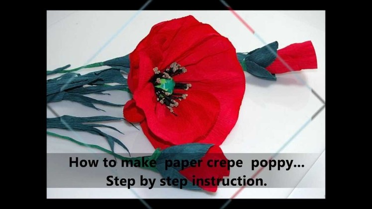 How to make paper crepe poppy  Step by step DIY