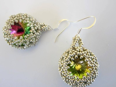 Lace beaded  Earrings rivoli 20mm