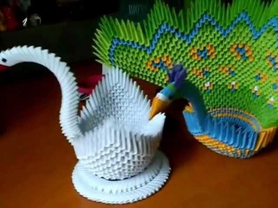 Origami Peacock and Swan Hand Craft