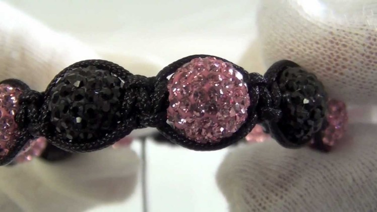 Pink & Black 10mm Bling Beaded Bracelet