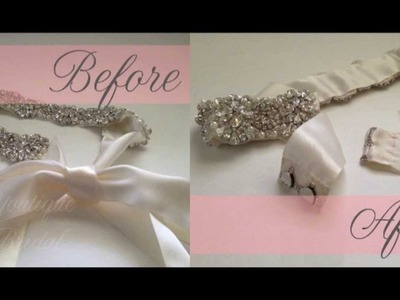 Restyle a "Tie" Bridal Sash to a "Hook & Eye" Closure
