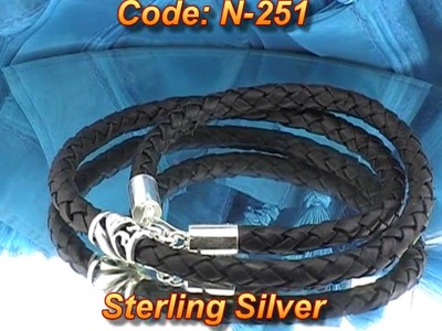 Sterling Silver Beads NEW Men Leather Necklace N-251