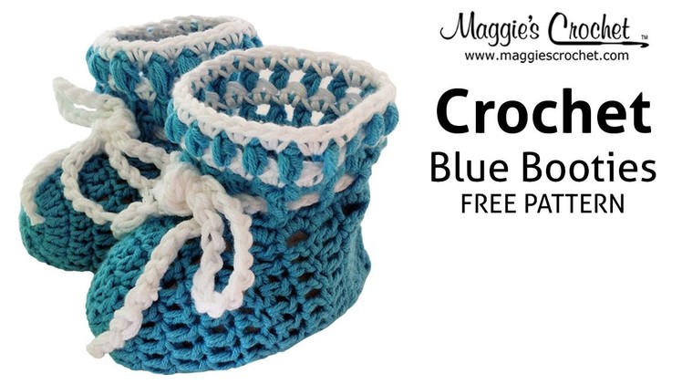 Blue Baby Bootie Free Crochet Pattern - Right Handed