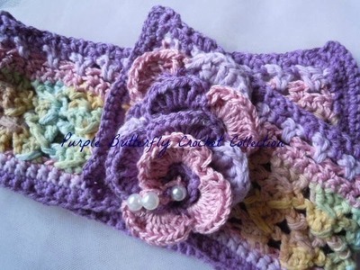 Crocheted Cable Stitch Headwrap with Flower