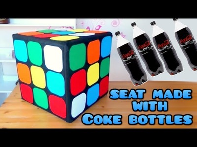 DIY Crafts: Rubik Cube seat with plastics Coke bottles, Coca Cola, Isa ❤️
