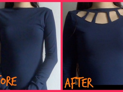 Do it yourself! How I DIY neck cutouts to spice up an old tshirt. no sew explained for beginners!