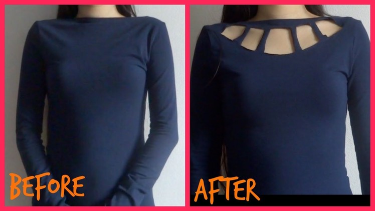 Do it yourself! How I DIY neck cutouts to spice up an old tshirt. no sew explained for beginners!