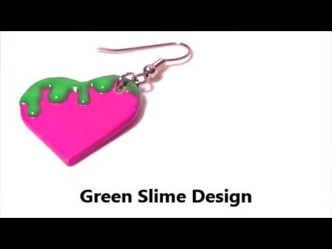 Green Slime Heart Earrings | DIY Jewelry by Craft Happy