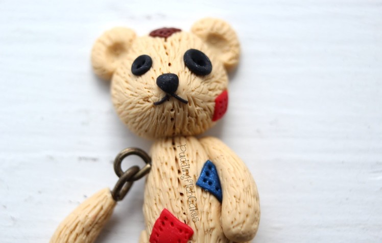 Halloween DIY: Broken Teddy Bear Dangling Polymer Clay Miniature Charm Stop Motion Tutorial