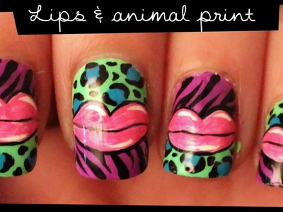 Lips & Animal Print nail art