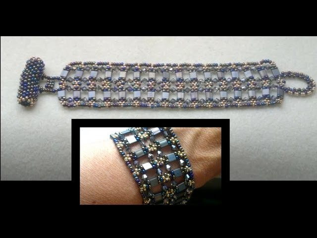 Beading4perfectionists : Tila Bracelet with Miyuki and Swarovski beads. Speedbead beading tutorial