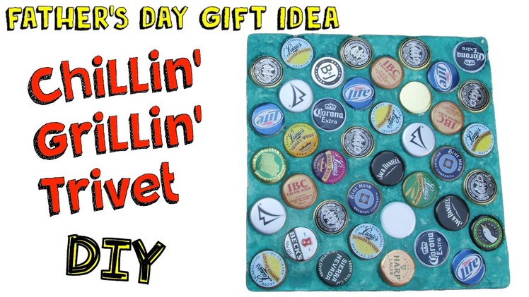 Chillin' Grillin' Trivet DIY  - Easy Bottle Cap Recycling Craft! Craft Klatch Father's Day Series