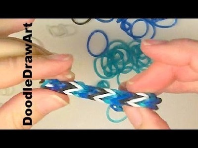 Craft:  Make a 4 color fish tail elastic band bracelet using a crochet hook no rainbow loom