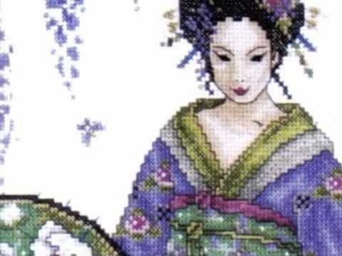 Cross Stitch Design Garden Geisha is at www.abullrun.com