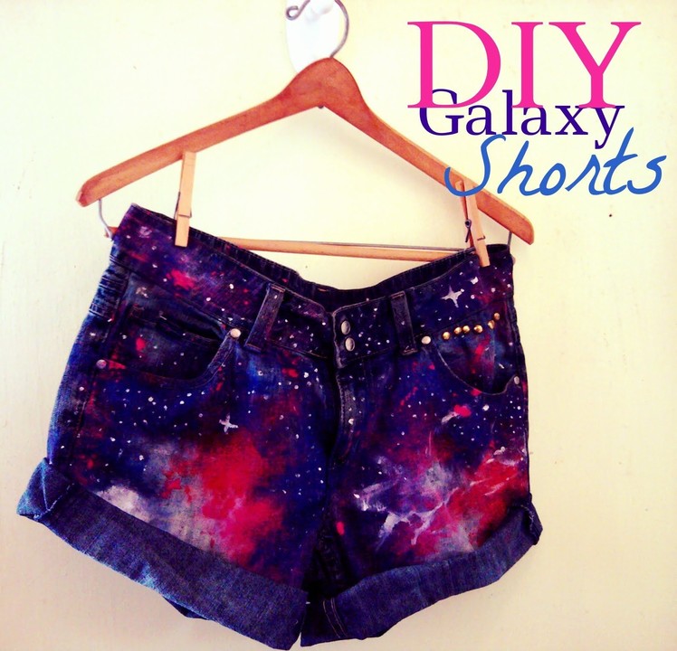 DIY Galaxy High Waist Denim Shorts + Distressing & Studs
