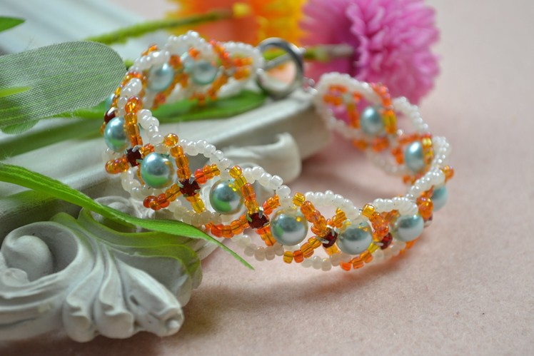 How Do You Make a Criss Cross Beaded Bracelet with Seed Beads and Pearls