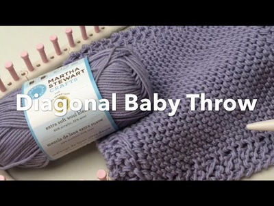 Loom Knit Diagonal Baby Throw by Lion Brand | Blanket or Washcloth (CC Closed Captions)