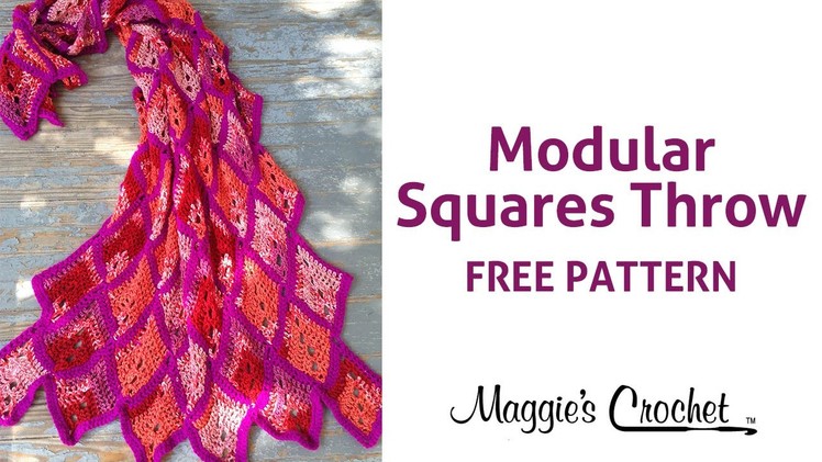 Modular Squares Throw Free Crochet Pattern - Right Handed