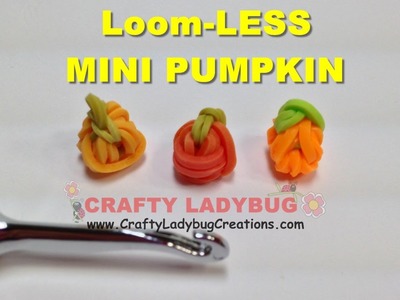 Rainbow Loom Bands MINI PUMPKIN NO LOOM-HALLOWEEN EASY Charm Tutorials.How to Make by Crafty Ladybug