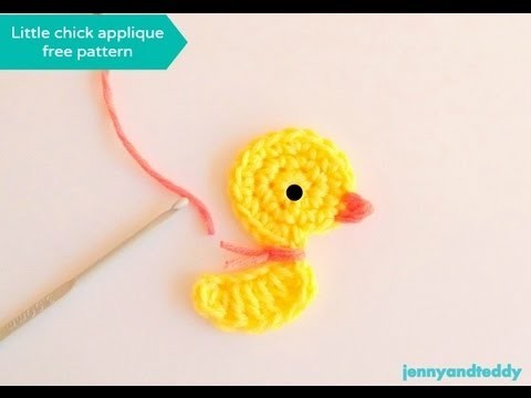 Crochet little duck or chicken applique free pattern