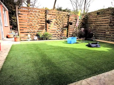 DIY How to lay an artificial grass lawn turf - Timelapse with music HD