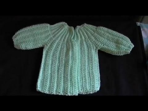 How to Crochet a  Baby Sweater.Cardigan - Cat's One Piece Wonder 5 of 5