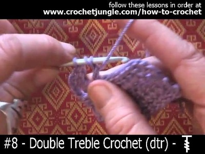 How to do a double treble crochet stitch (dtr) - tutorial #8 LEFT HANDED