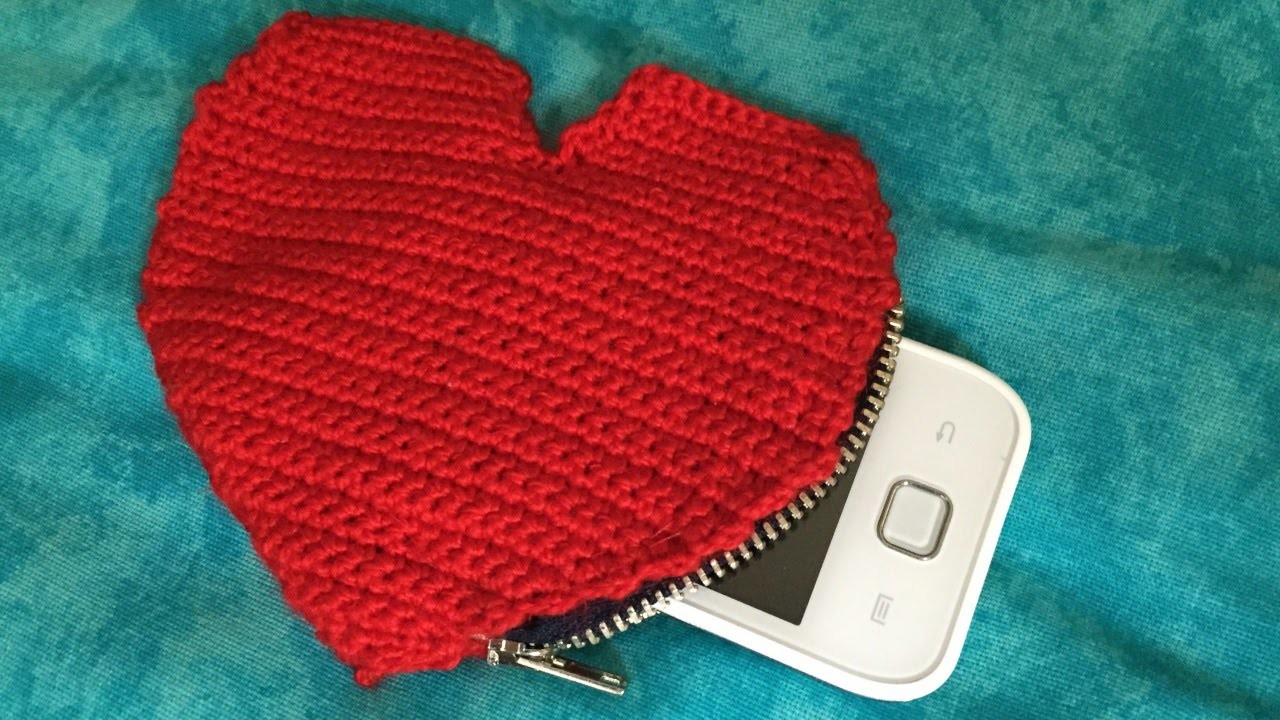 crochet heart coin purse