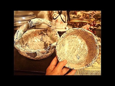 Newspaper recycling. How to make solid Basket and Bowl. part 1
