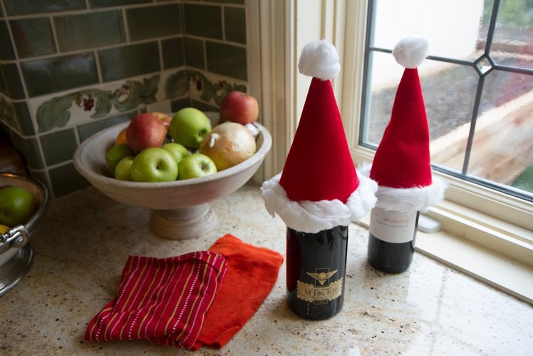 Santa Wine Toppers - Le's Craft with ModernMom - 12 Days of Christmas (Day 7)